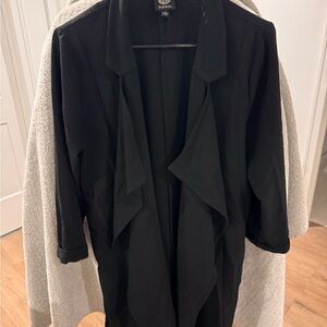 Bobeau Black Draped Open Front Blazer Cardigan Size L